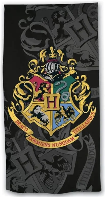 Billede af Badehåndklæde med Harry Potter - Sort med Logo - 70x140 cm - 100% Blød bomuld